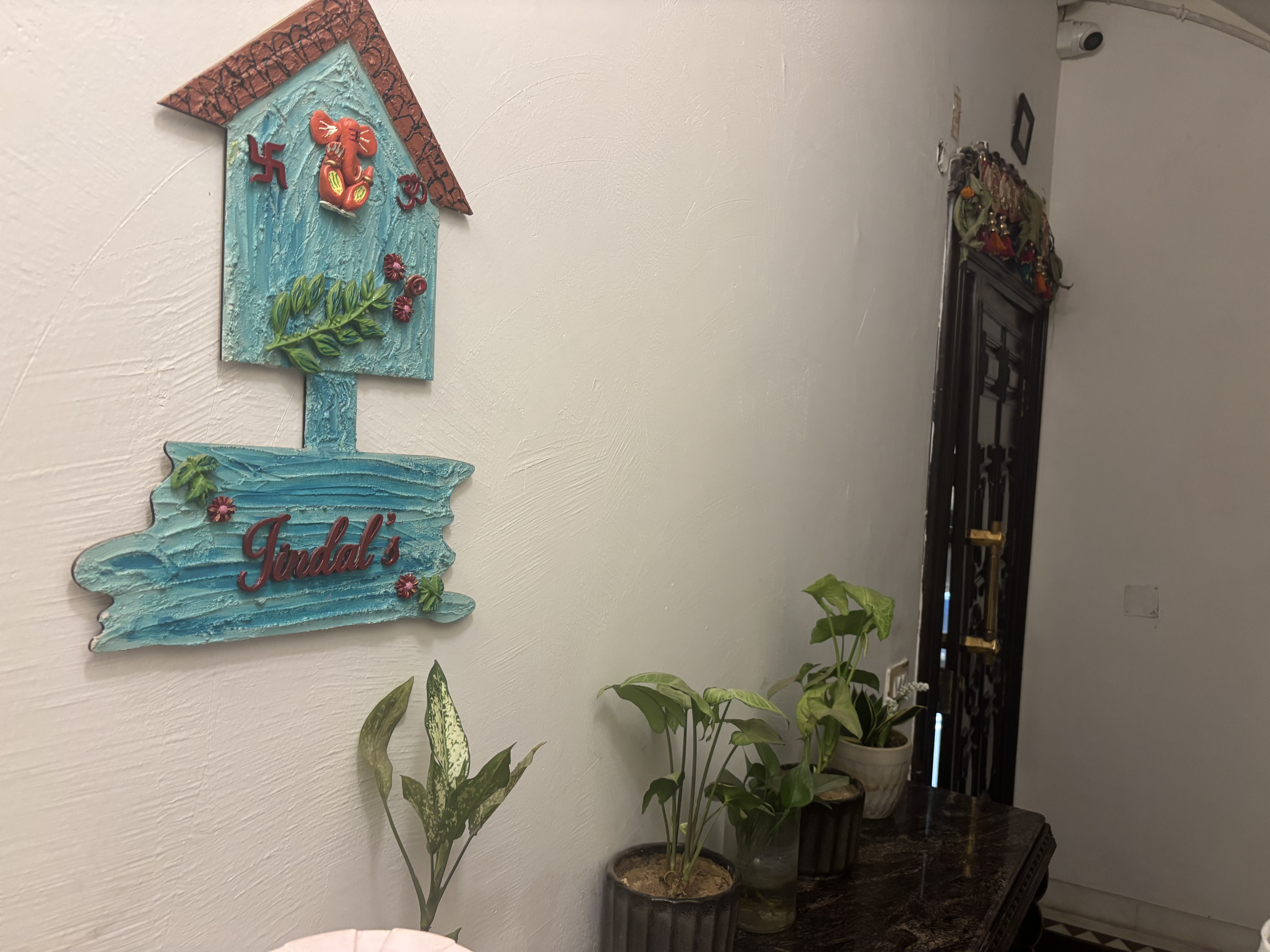 MDF Name Plate - Hut Shape Blue